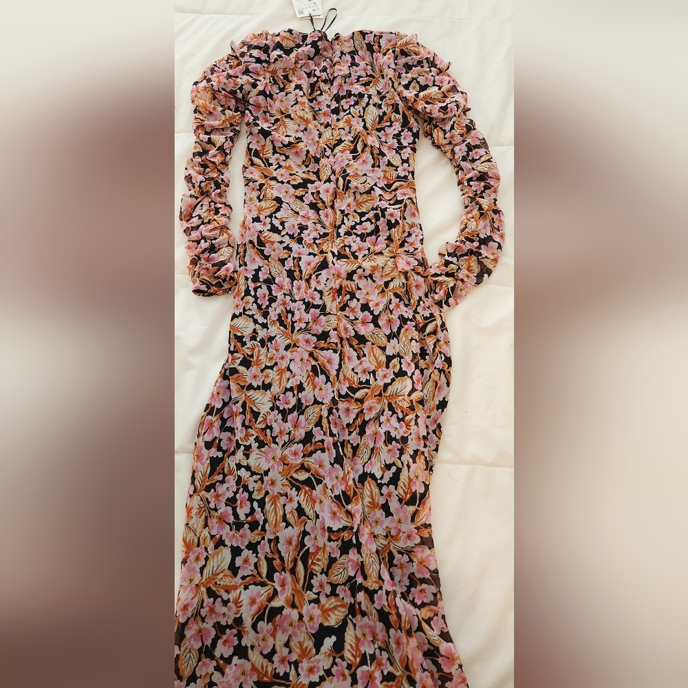 ZARA RUCHED MAXI DRESS SIZE S - Picture 4 of 15